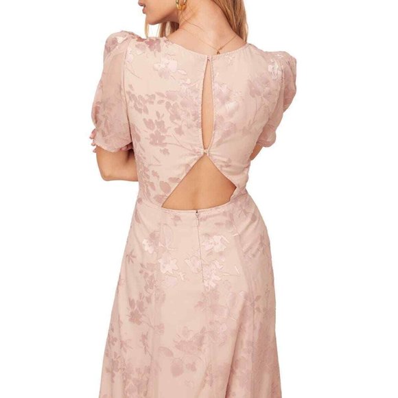 ASTR the Label Puff Sleeve Monarch Midi Dress Size L Pink NWT - Picture 3 of 10